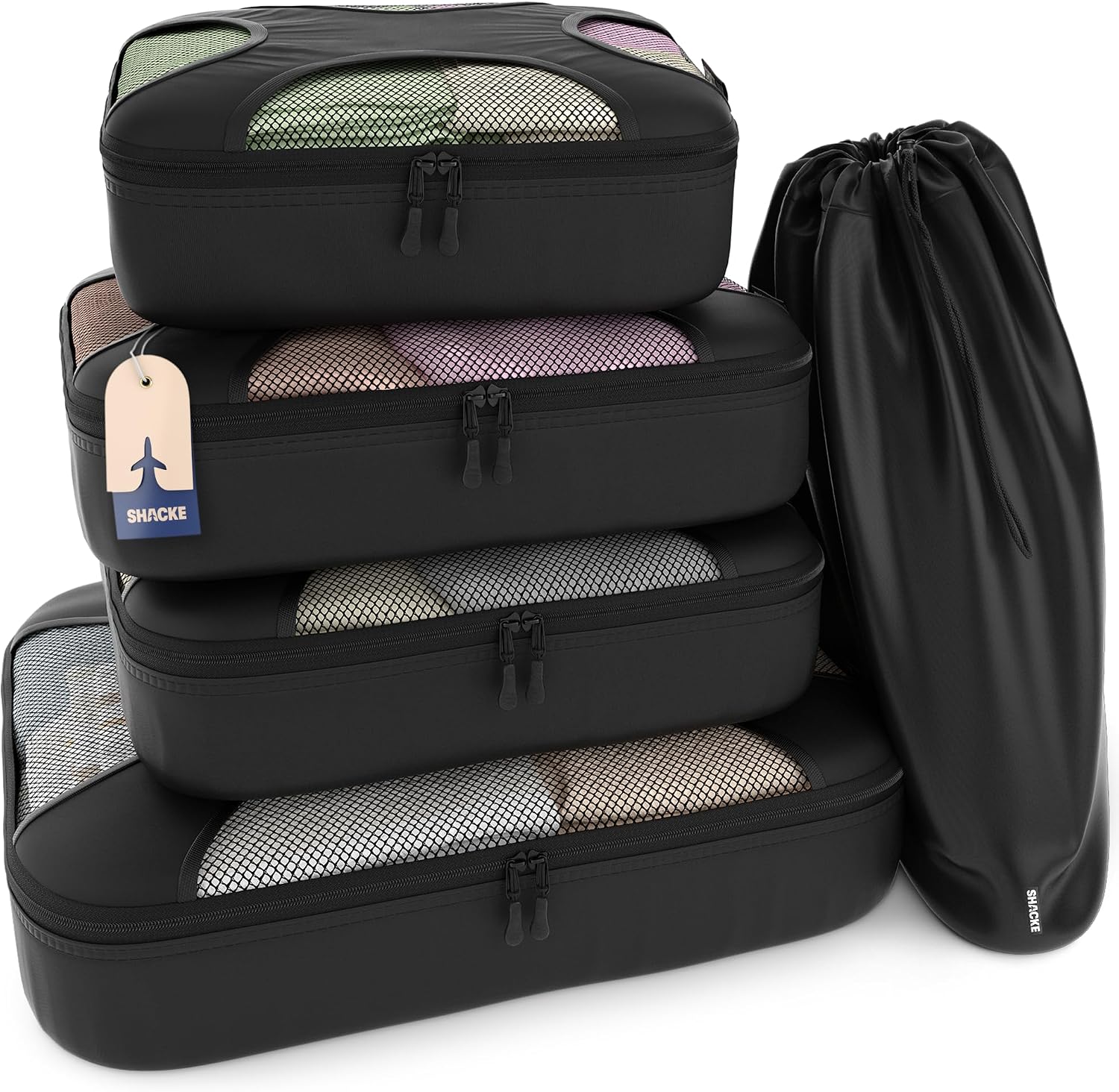 Shacke 5 Set Packing Cubes for Travel with Laundry Bag