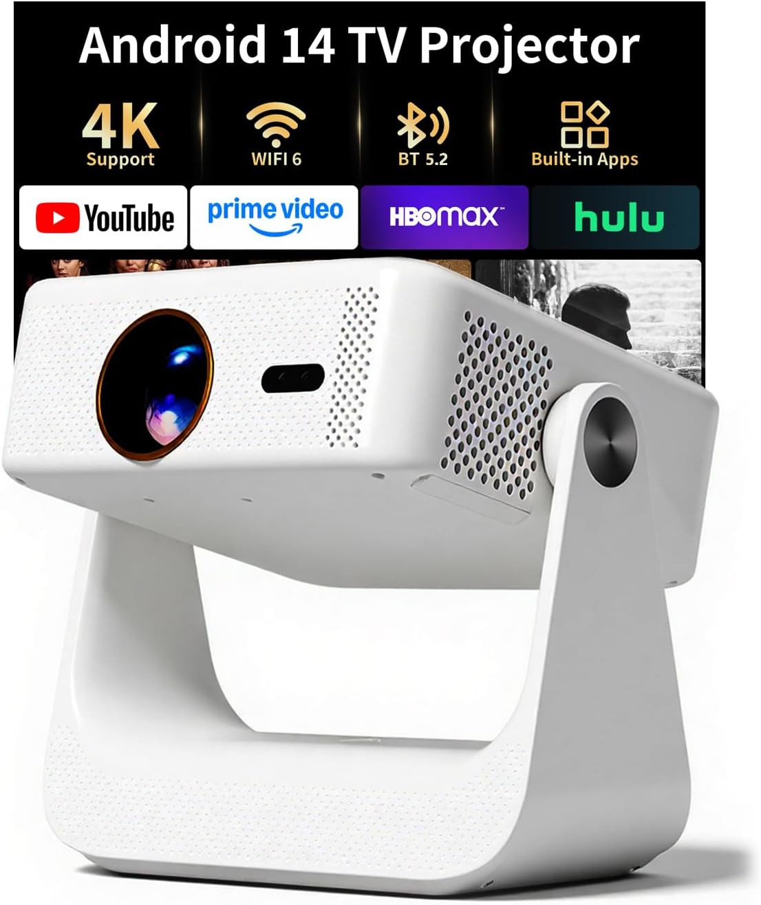 D3 Smart Movie Projectors with WiFi and Bluetooth, Supports 4K