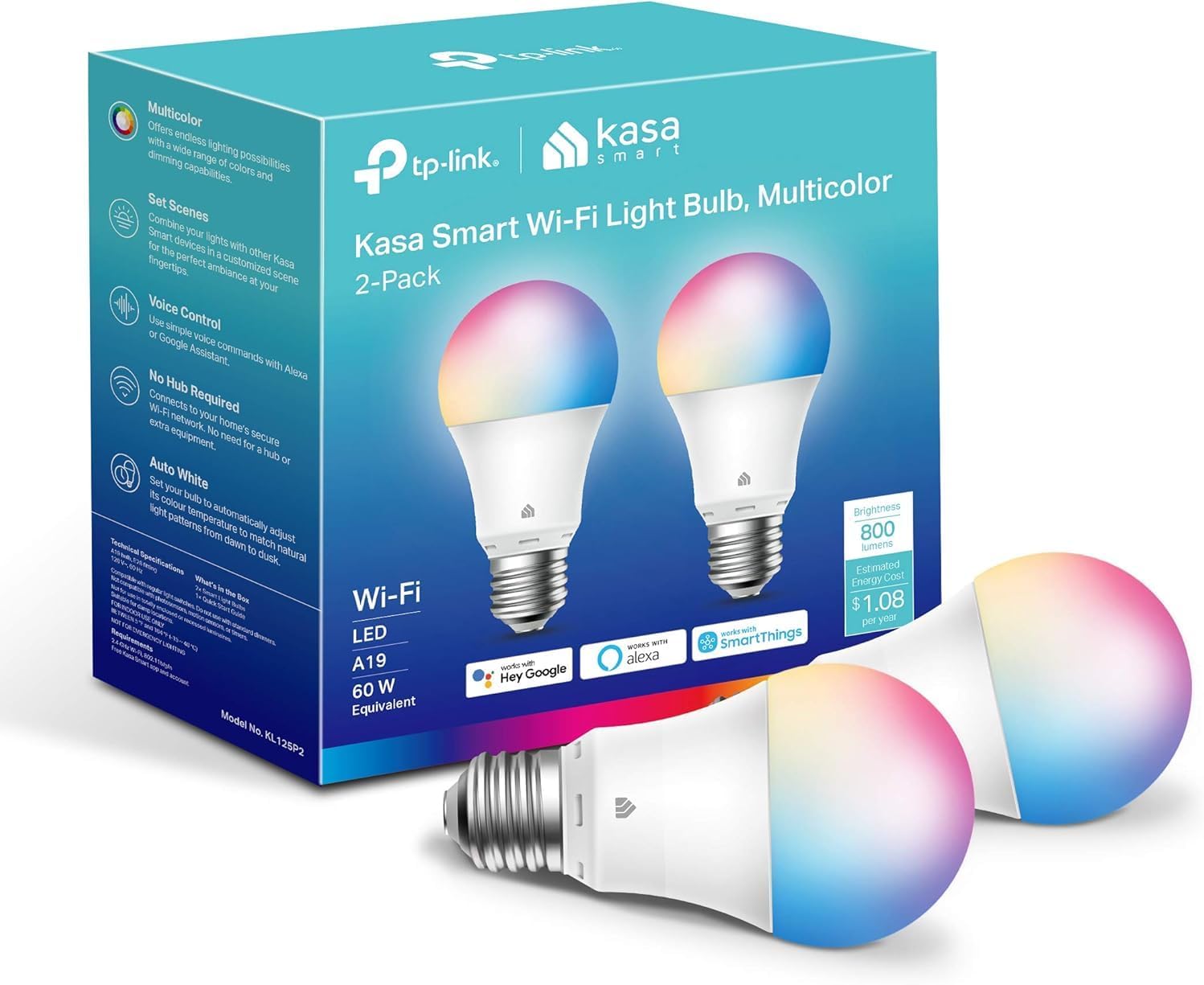 Kasa Smart KL125P2 Full Color Bulbs, 2-Pack