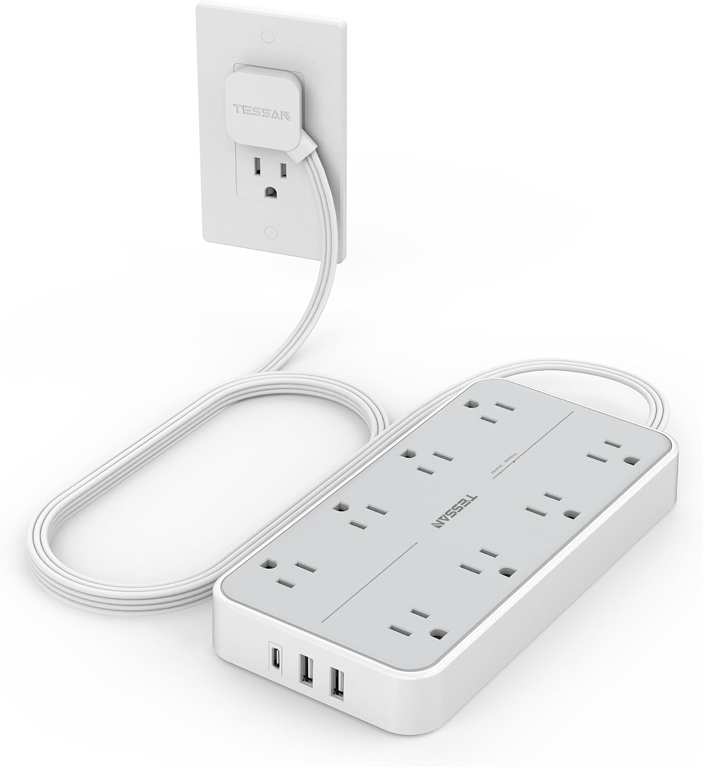 TESSAN Power Strip Surge Protector with Flat Plug