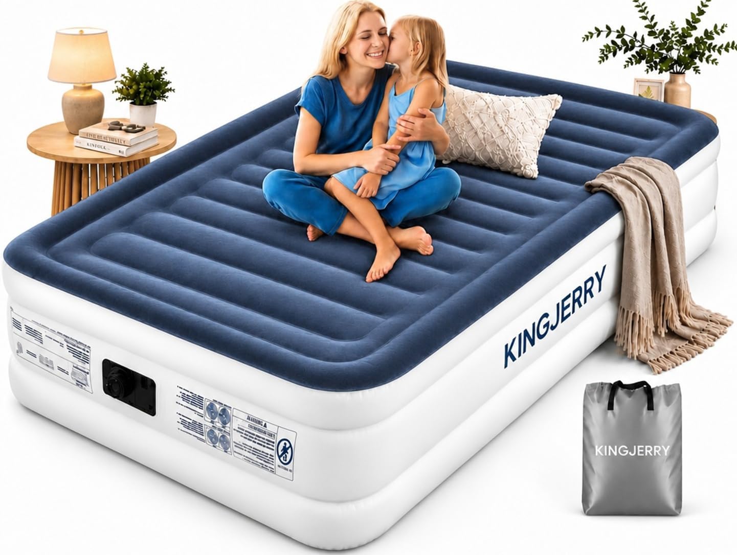 KINGJERRY Twin XL Air Mattress with Built-in Pump 18"