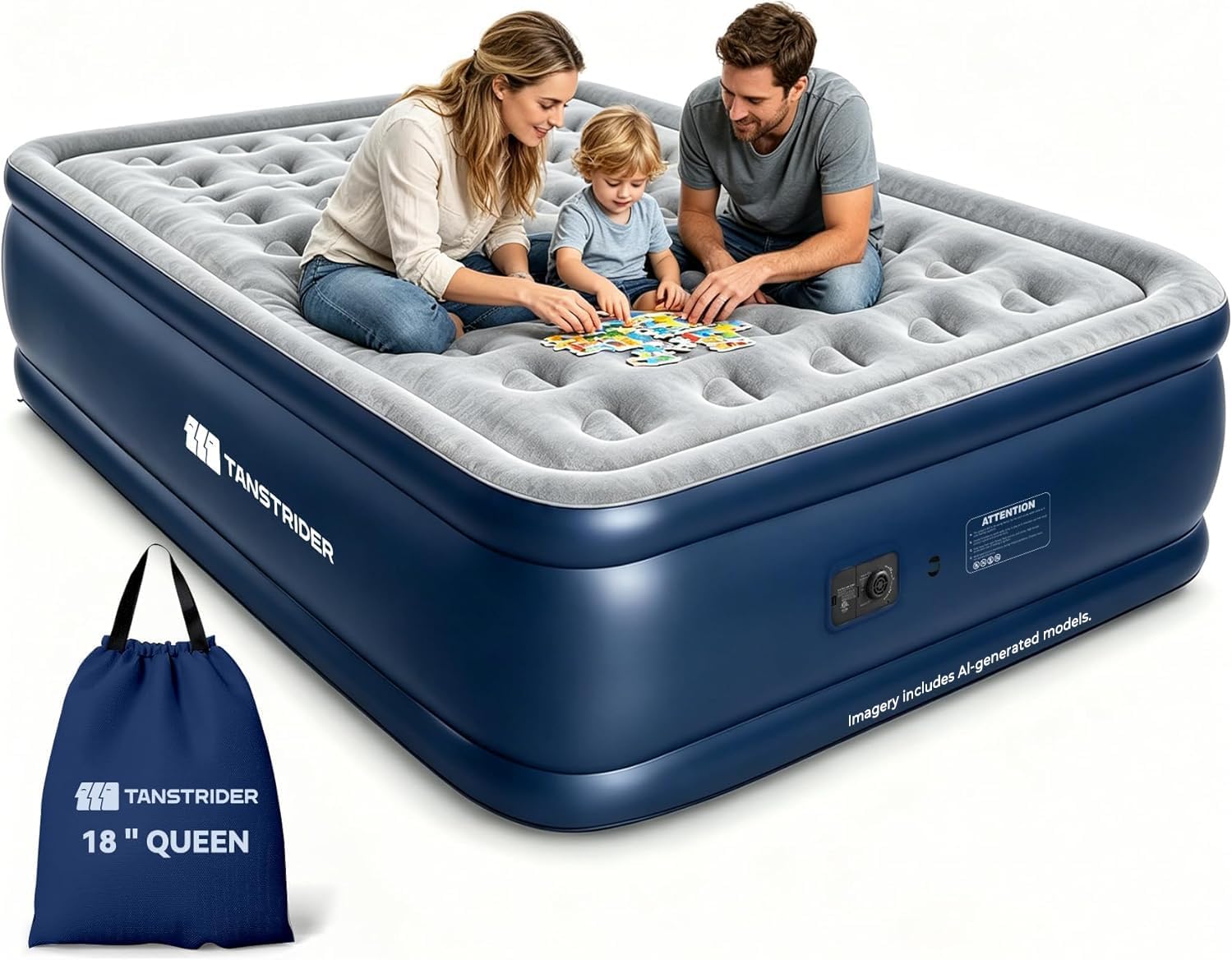Raised Queen Air Mattress with Built-in Pump 18"