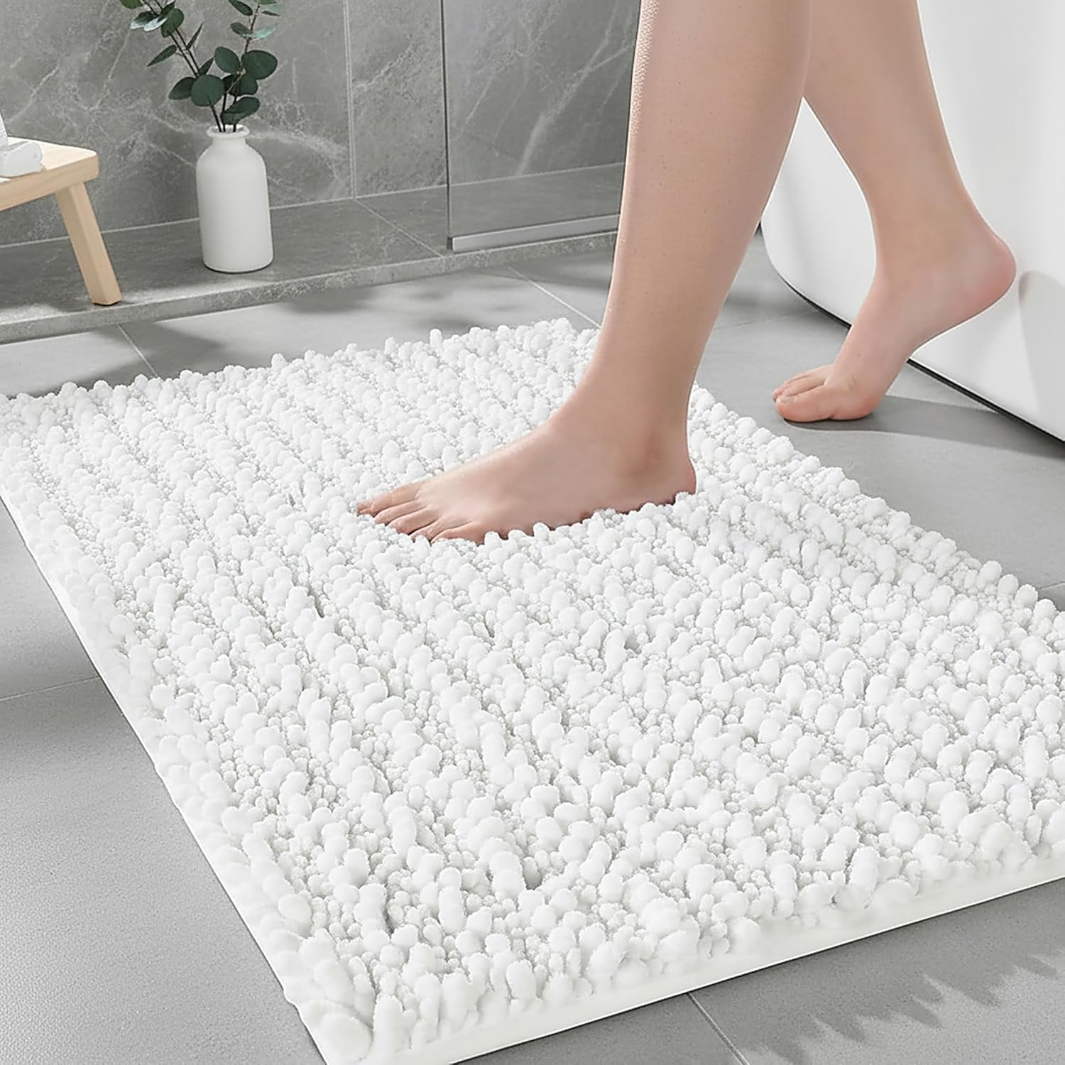 VANZAVANZU Chenille Bath Mat Non-Slip