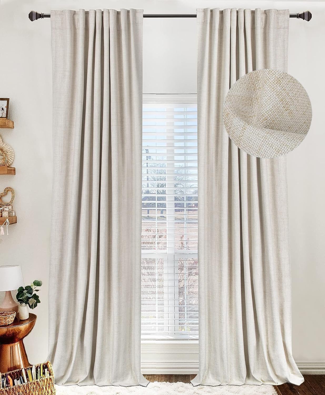 100% Blackout Shield Linen Textured Curtains