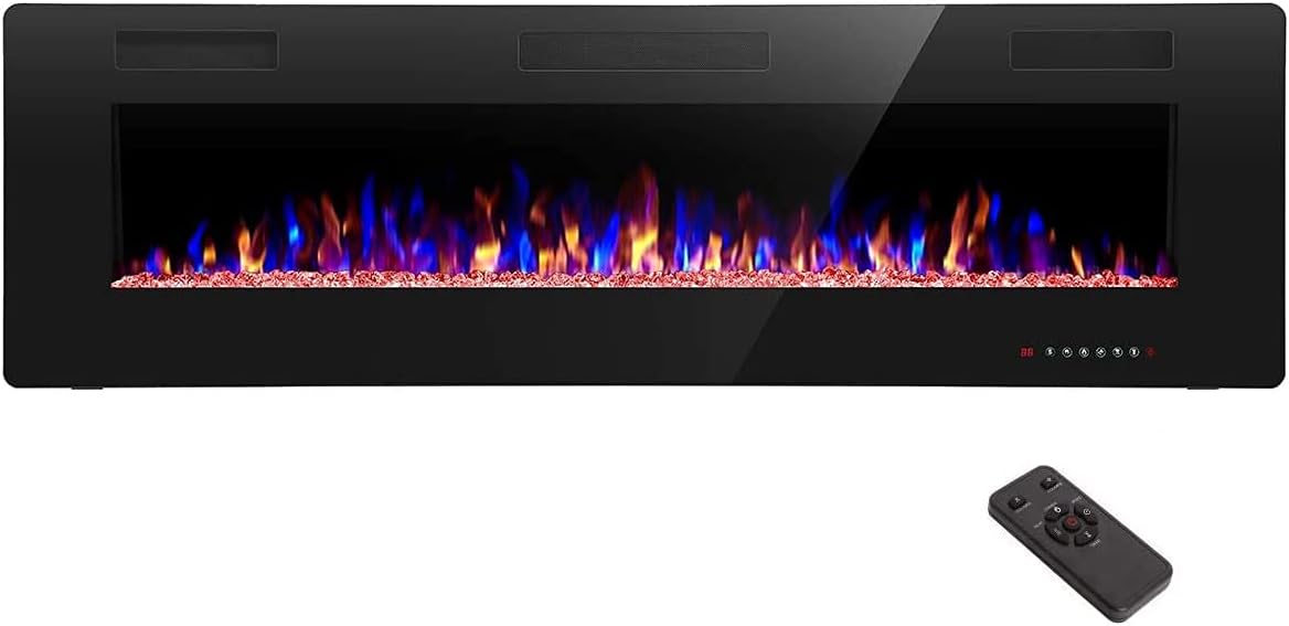 R.W.FLAME 68-Inch Recessed and Wall Mounted Electric Fireplace