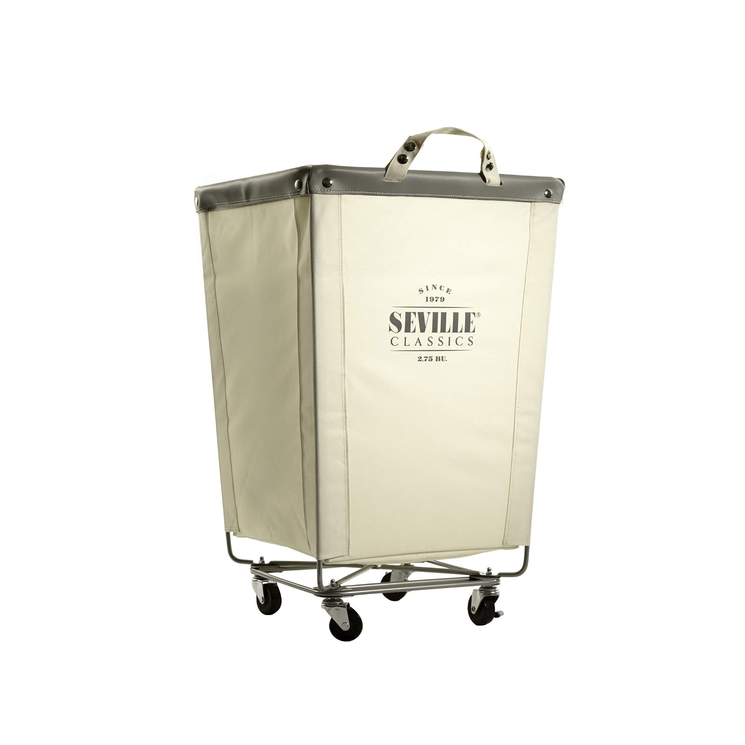 Seville Classics Rolling Steel Frame Canvas Laundry Cart