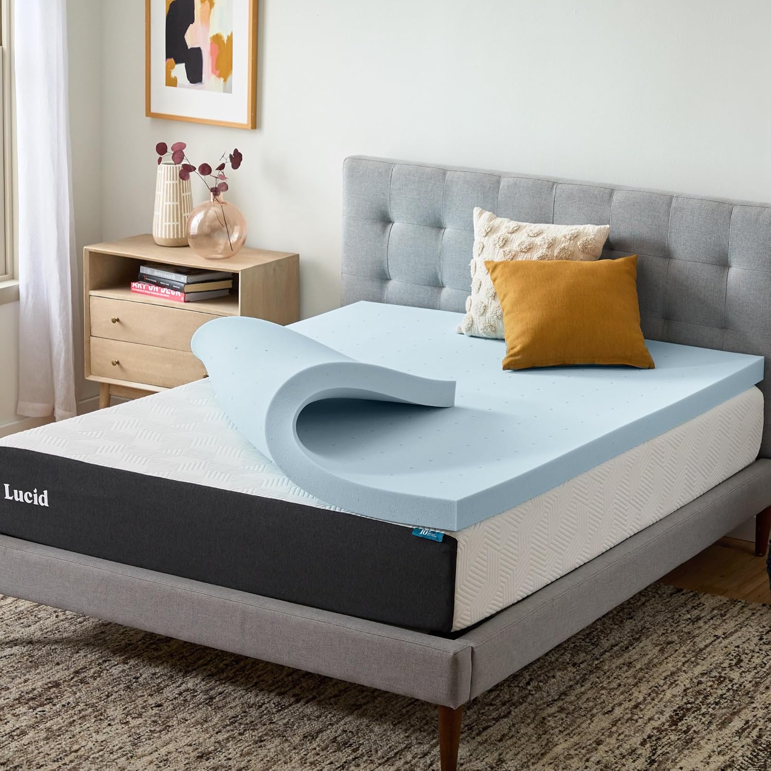 Lucid Ventilated Gel Memory Foam Mattress Topper