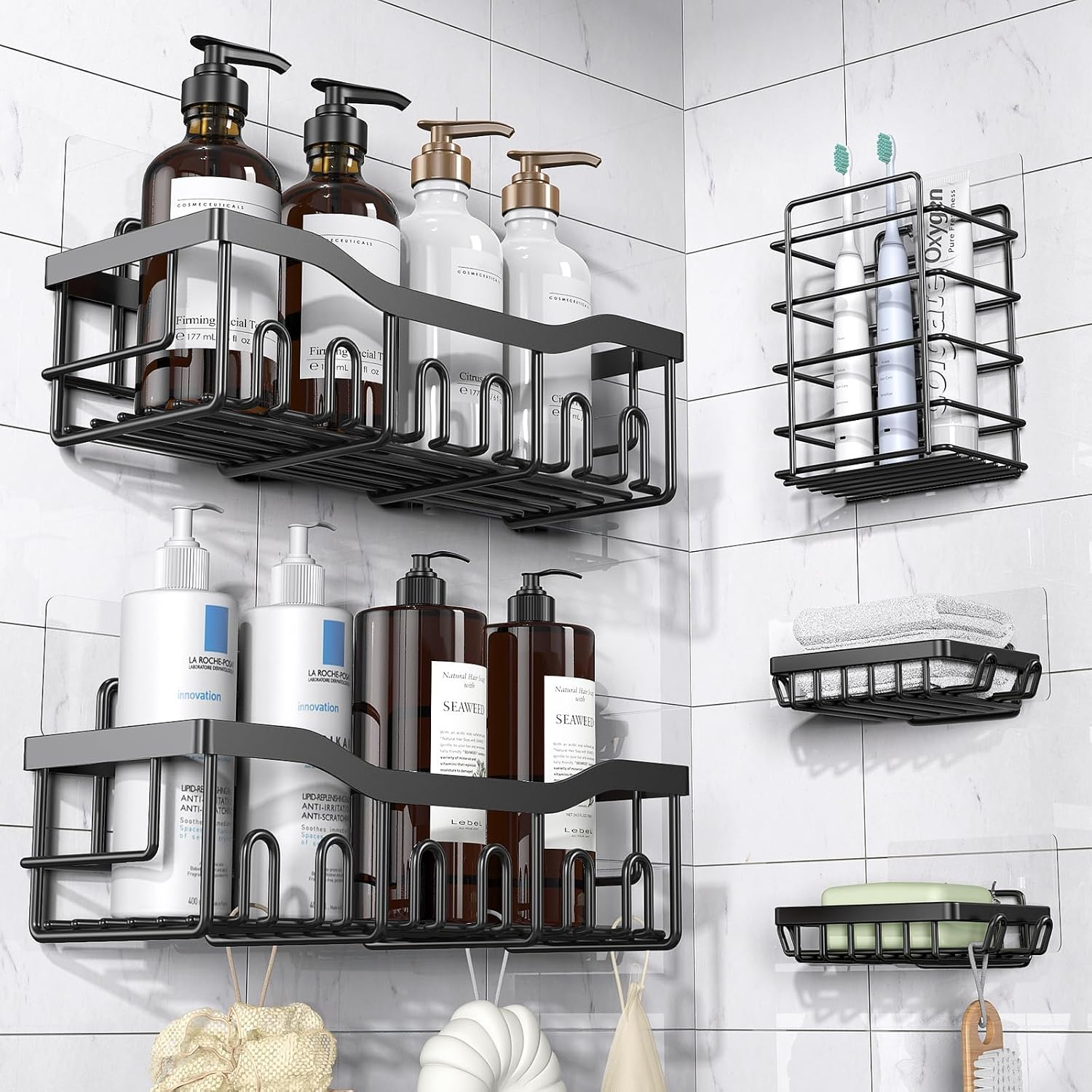 EUDELE Adhesive Shower Caddy 5-Pack