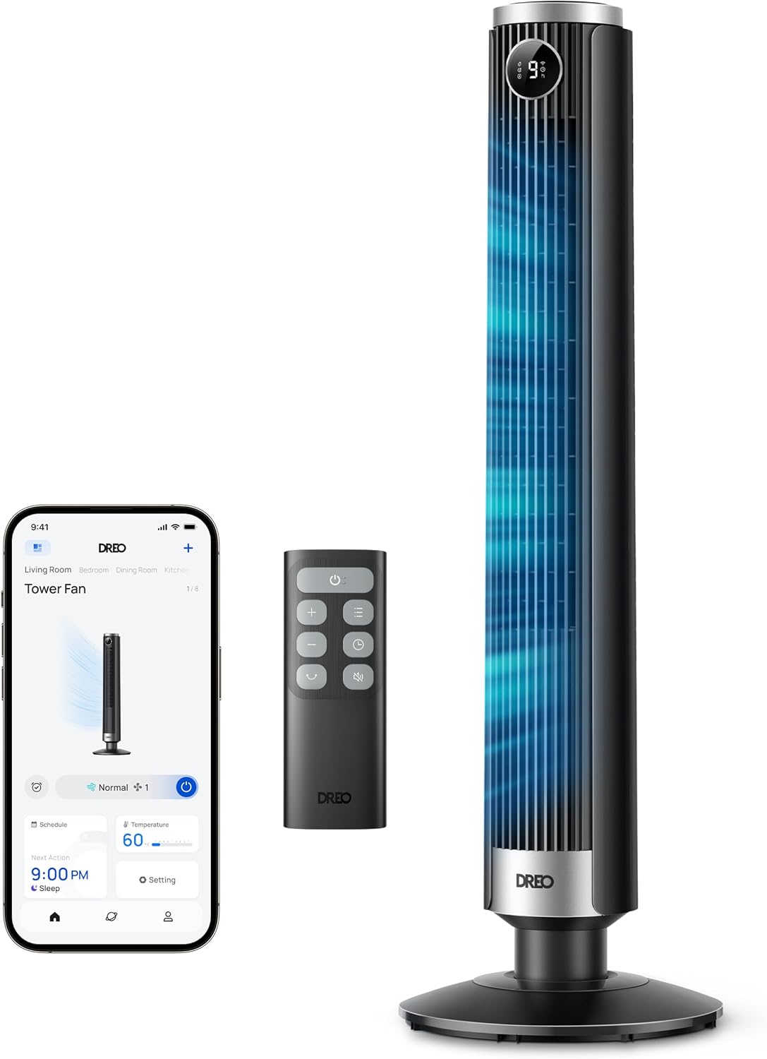 DREO Smart Tower Fan (40"-45" Adjustable Height)