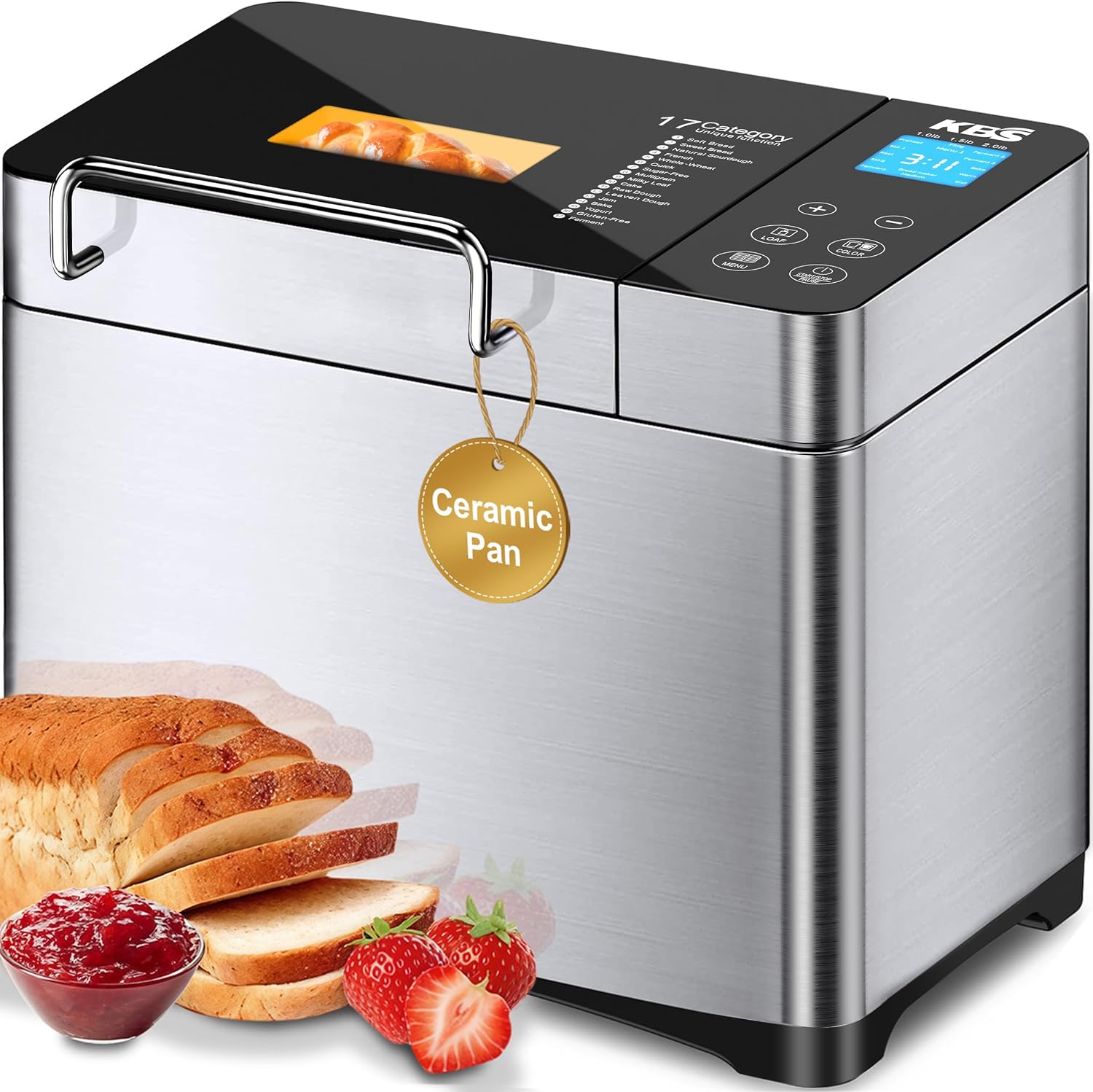 KBS Pro 710W Stainless Steel 17-in-1 Smart Bread Maker