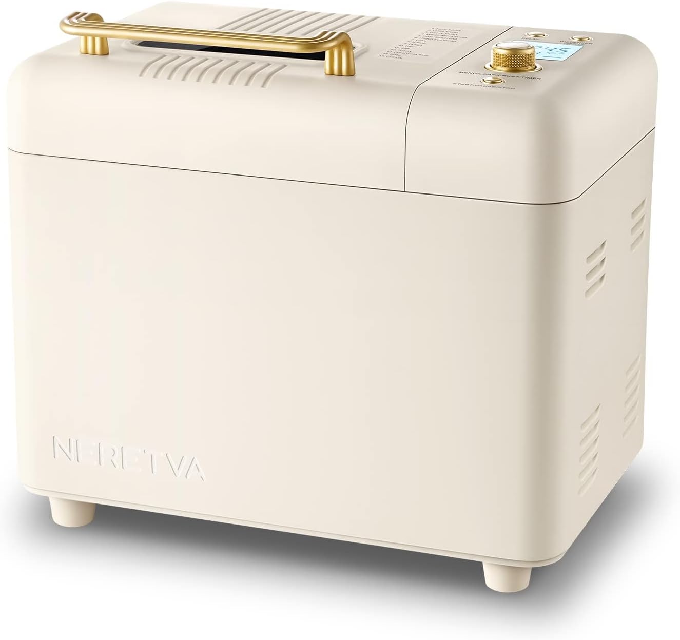 Neretva Bread Machine, 2.2LB 15-in-1 Dual Heater Breadmaker