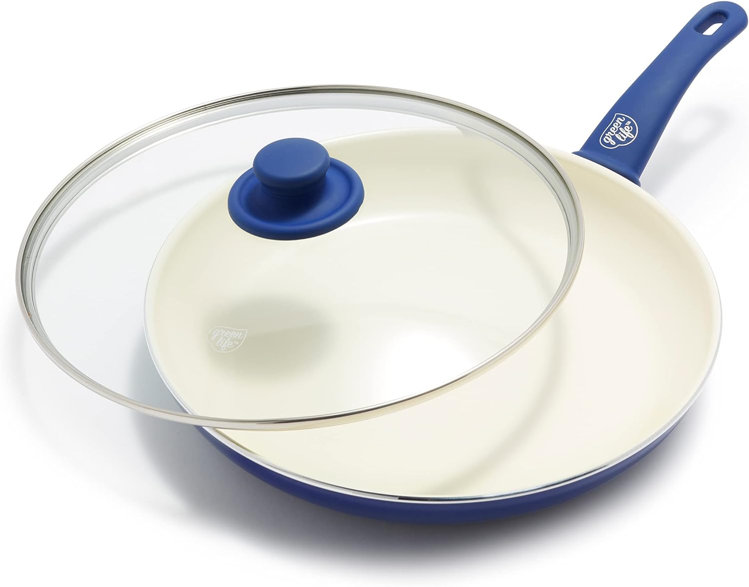 GreenLife Soft Grip 12 Inch Ceramic Nonstick Frying Pan with Lid