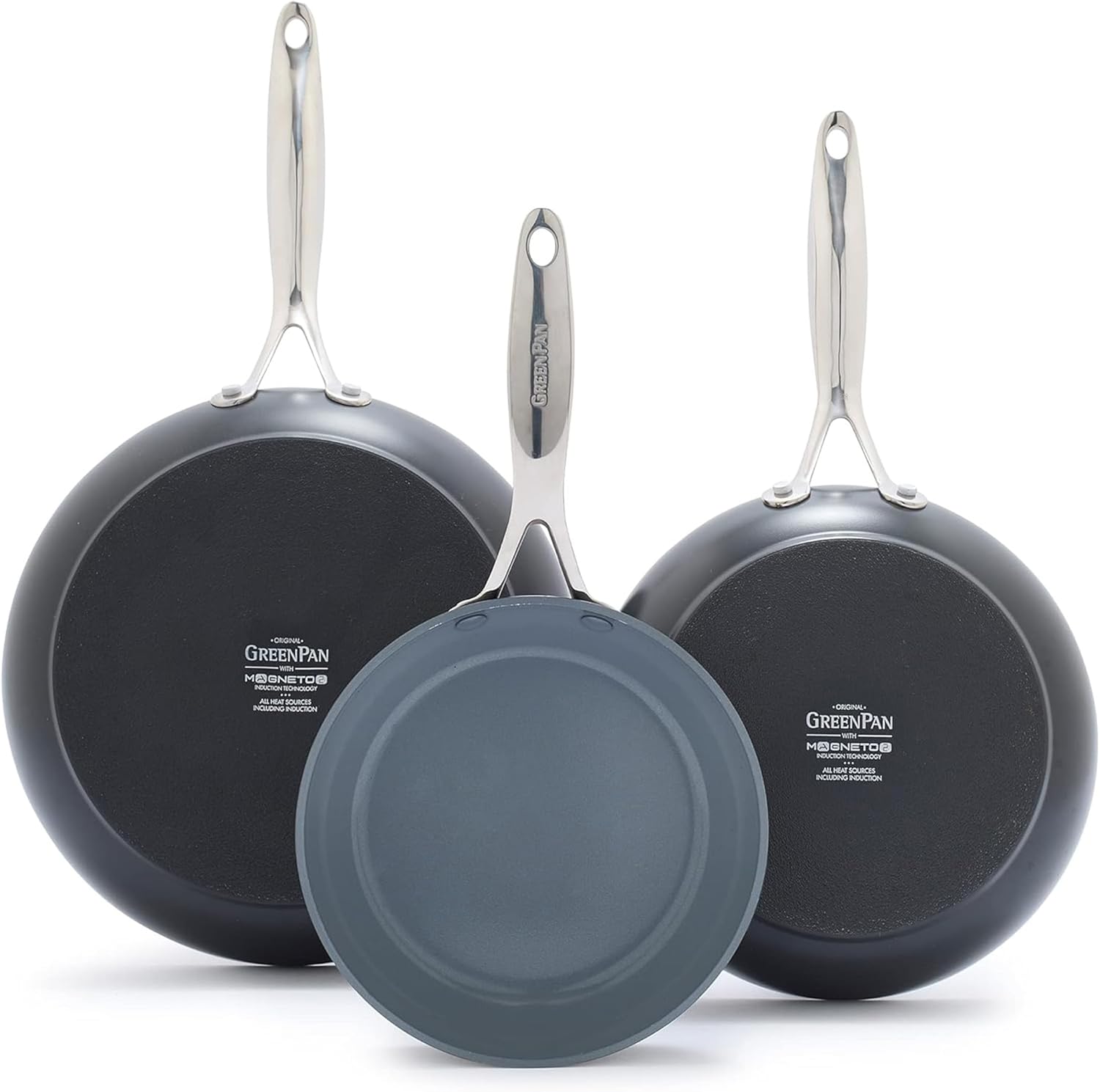 GreenPan Valencia Pro 3 Piece Ceramic Nonstick Skillet Set