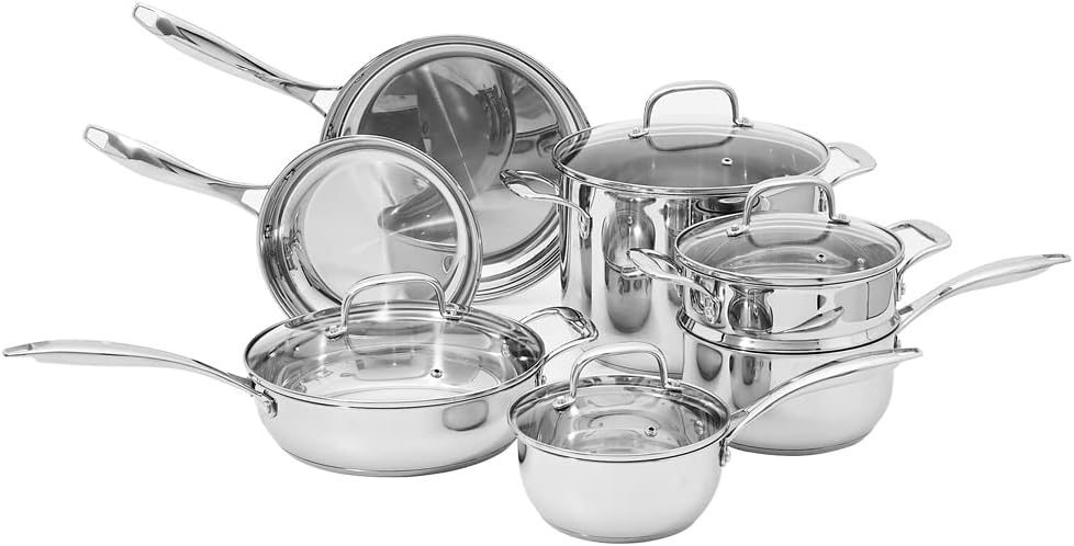 Amazon Basics Stainless Steel Induction-Ready 11-Piece Cookware Set