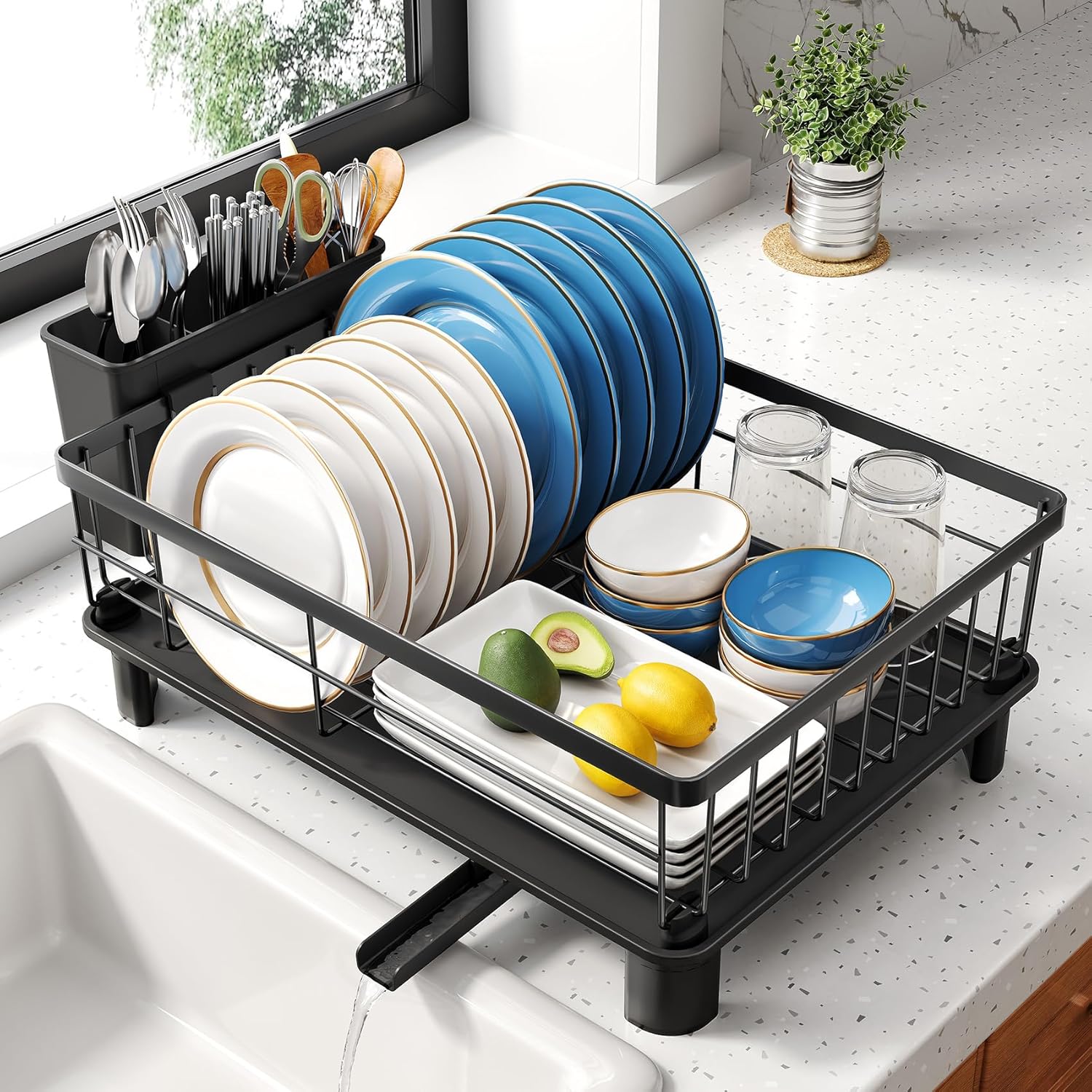 SNTD Dish Drying Rack Space-Saving Stainless Steel