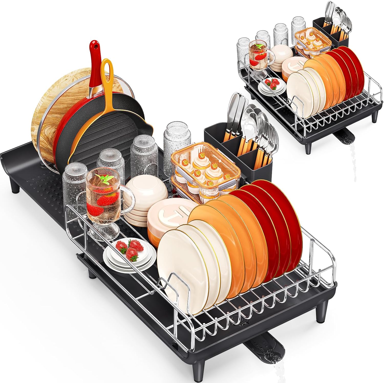 TOOLF Expandable Dish Drying Rack Collapsible Stainless Steel
