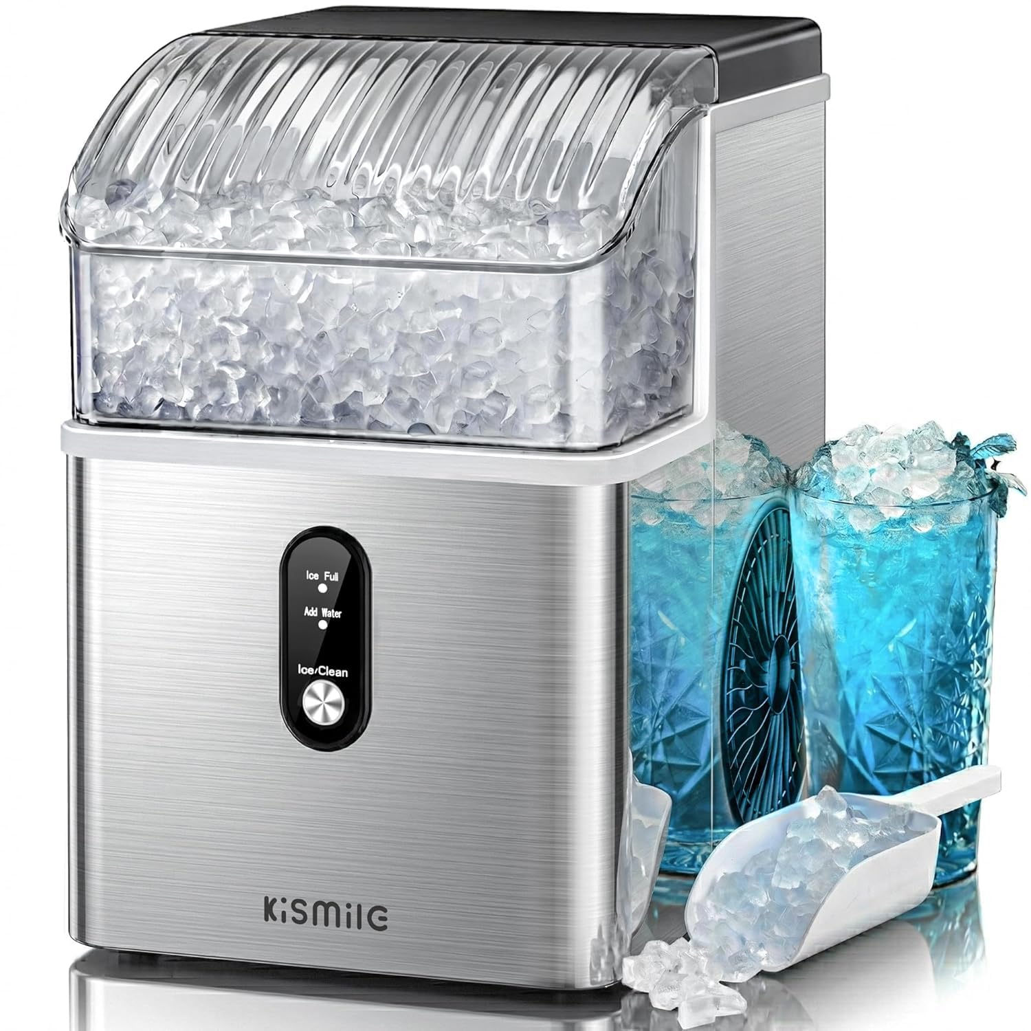 Kismile Nugget Ice Maker Countertop with Portable Handle