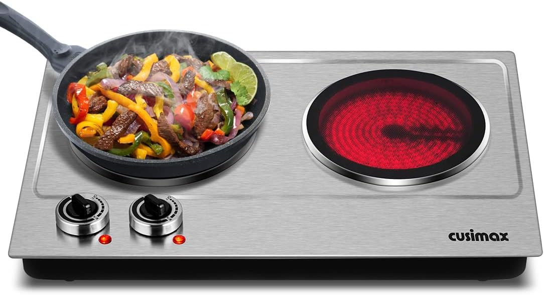 CUSIMAX 1800W Double Burner Countertop