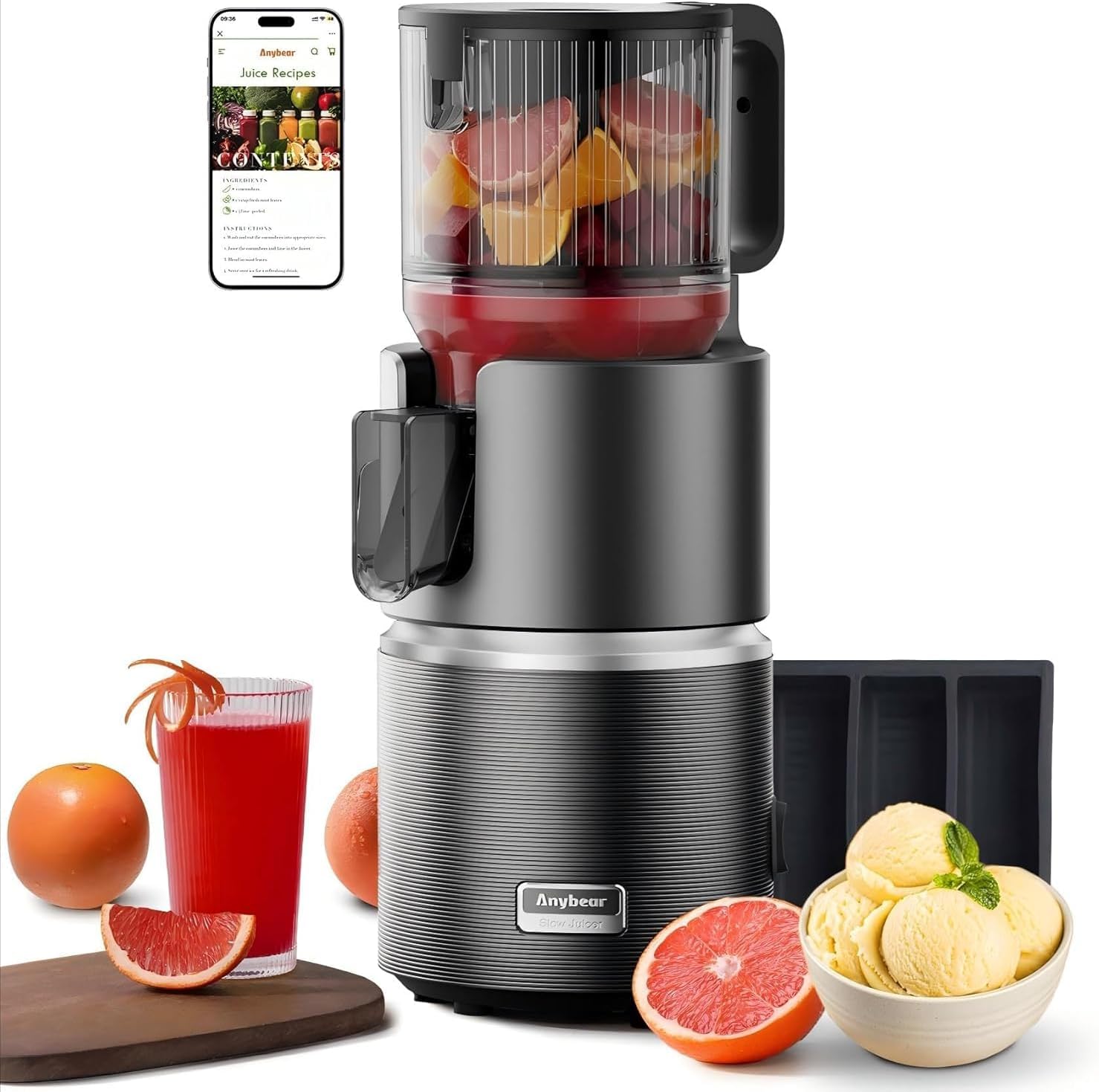 Anybear Cold Press Juicer 350W with Nut Milk Mode