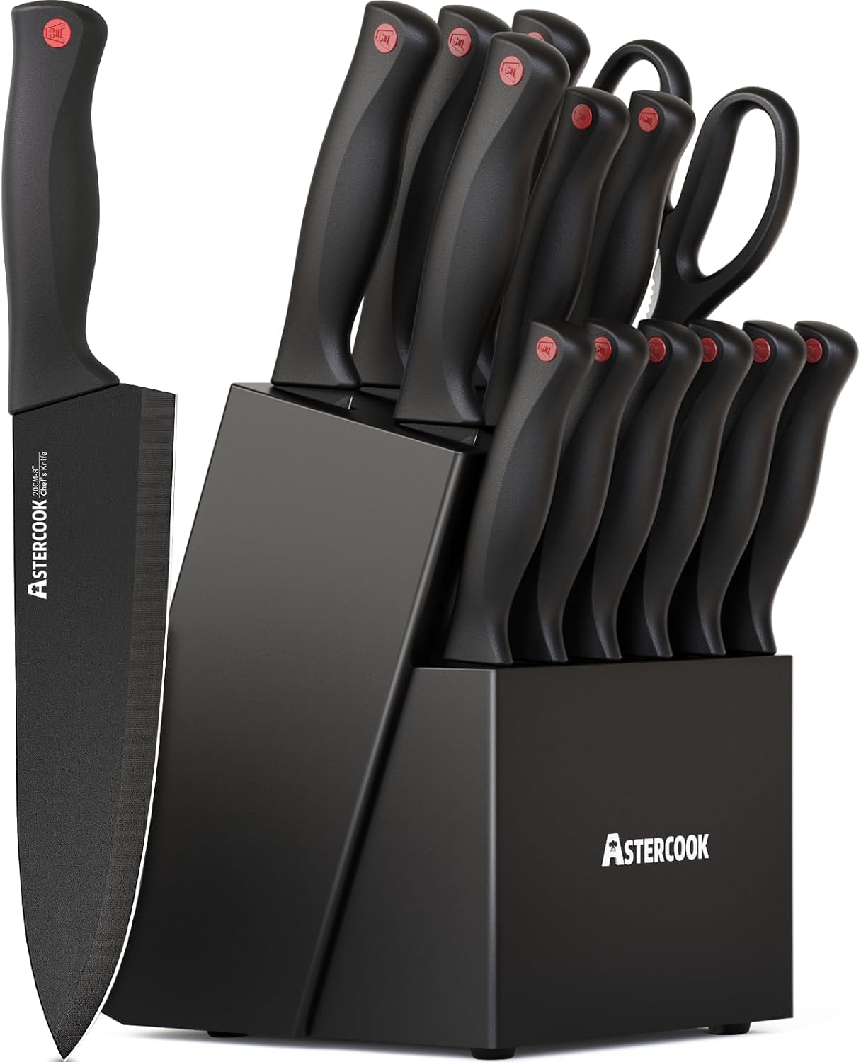 Astercook 15 Pieces Knife Set with Block