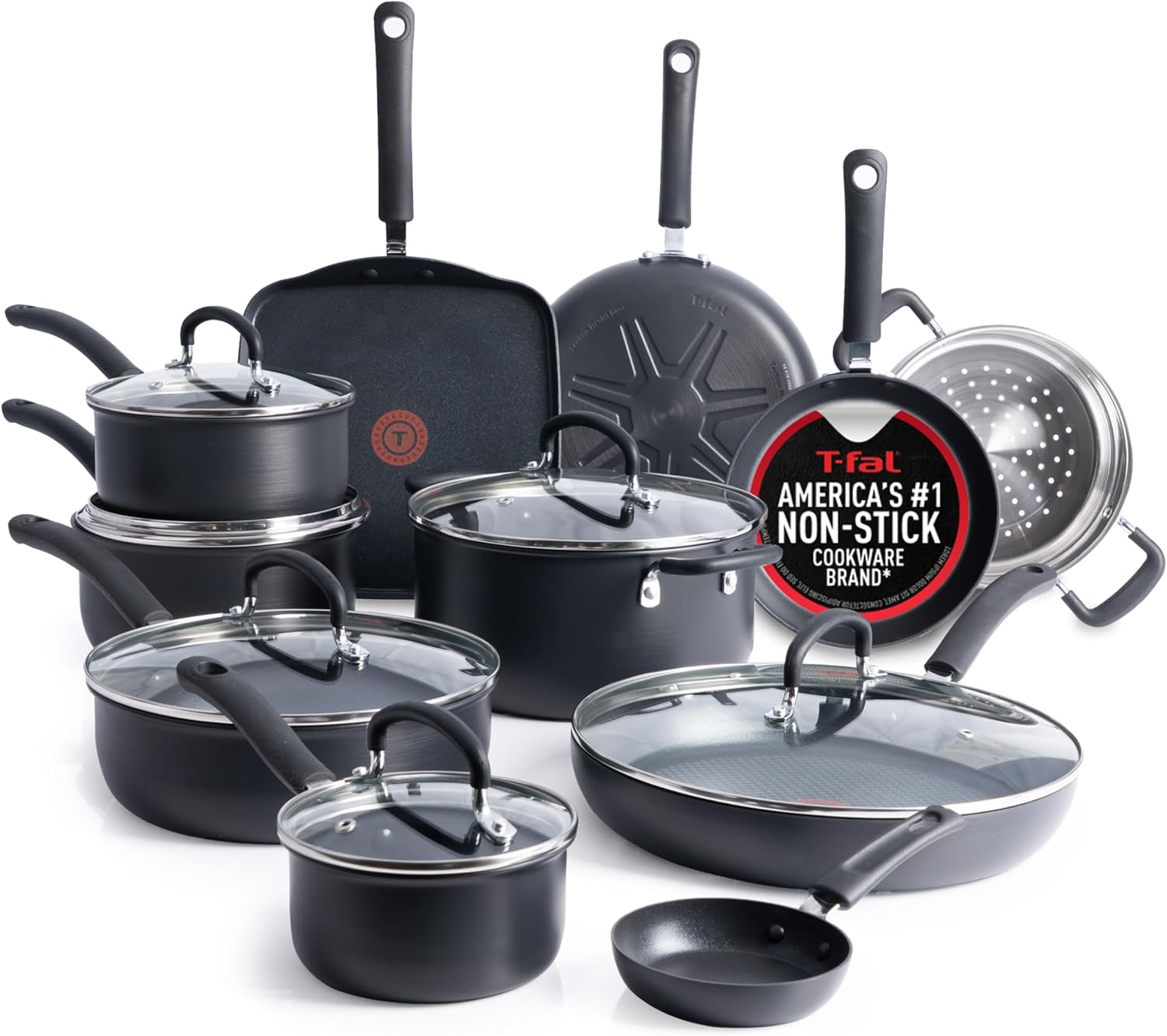 T-fal Ultimate Hard Anodized Nonstick Pots and Pans Set 17 Piece