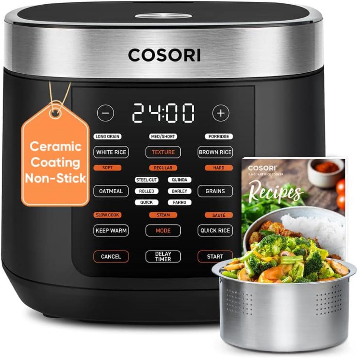 Cosori Rice Cooker 10 Cup with Fuzzy Logic