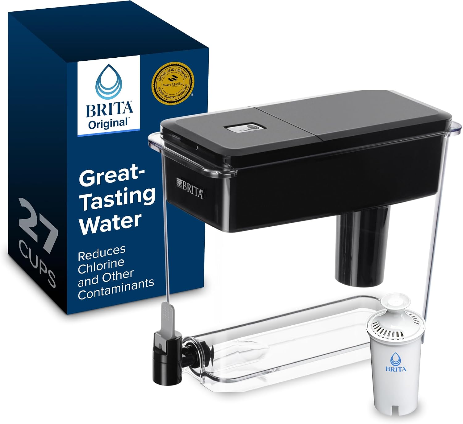 Brita Extra-Large 27-Cup Water Filter Dispenser with Standard Filter, WQA NSF/ANSI Certified
