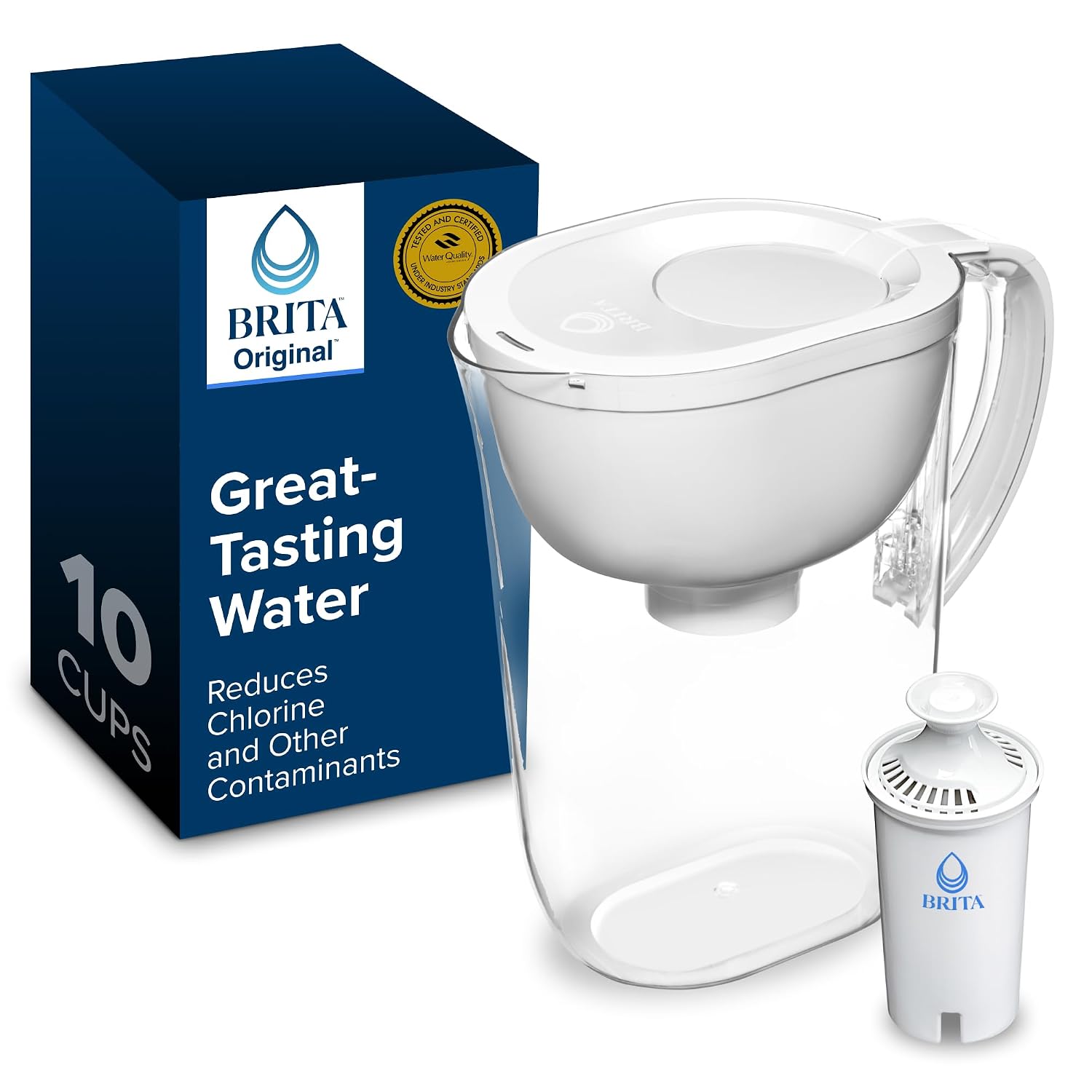 Brita Large 10-Cup Water Filter Pitcher, WQA NSF/ANSI Certified