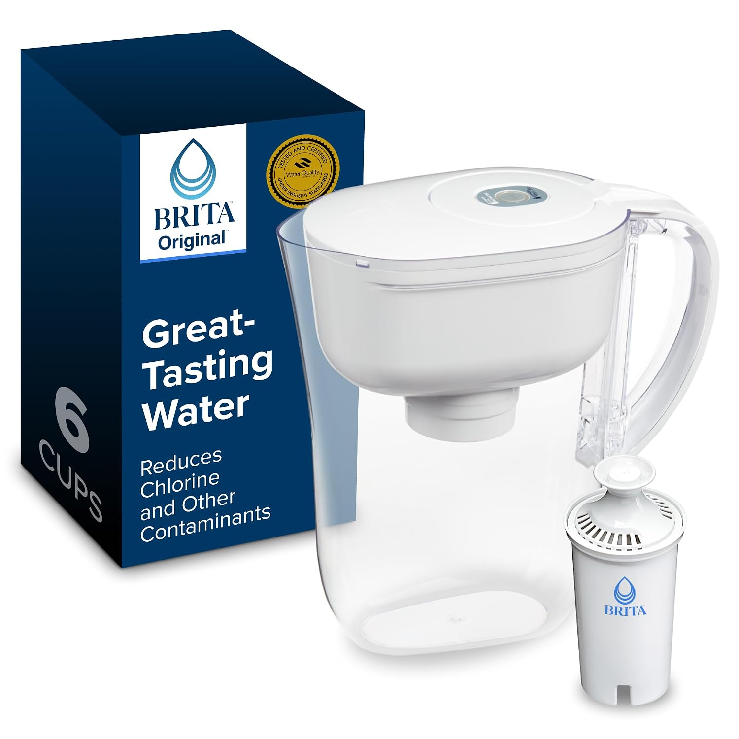 Brita Metro Small 6-Cup Water Filter Pitcher, WQA NSF/ANSI Certified, Mini-Fridge Fit