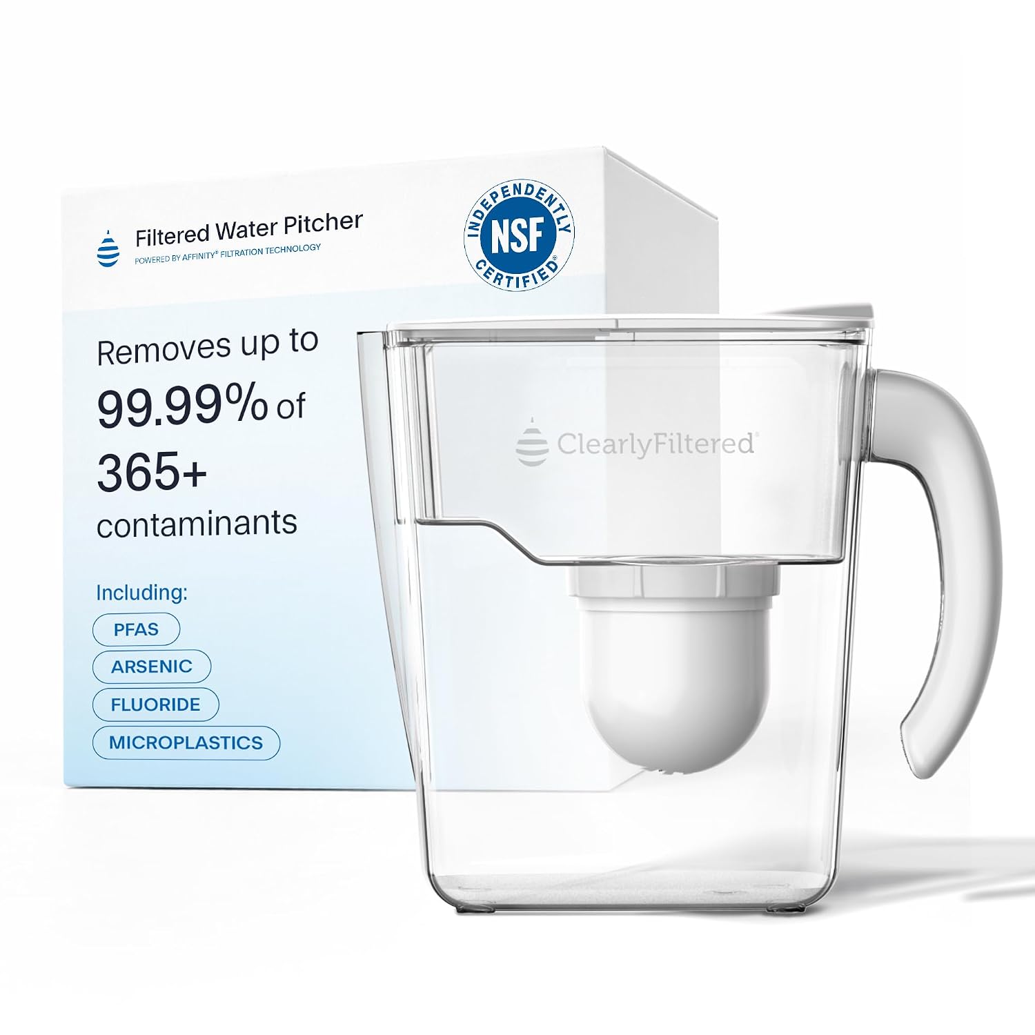 Clearly Filtered Water Pitcher 80 Fl Oz NSF Certified Targets 365 Plus Contaminants