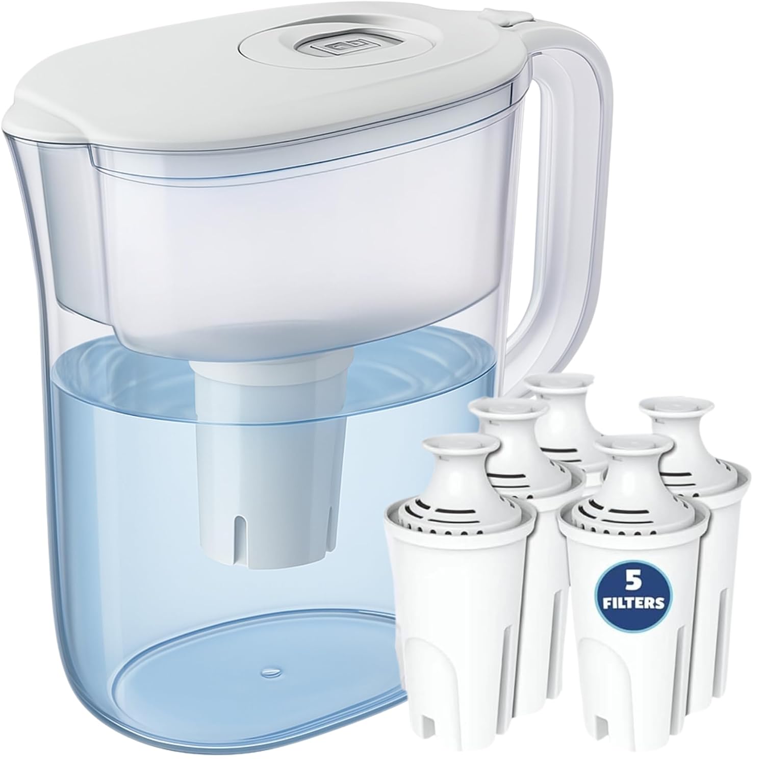 10-Cup Water Filter Pitcher with 5 Replacements and Electronic Change Reminder