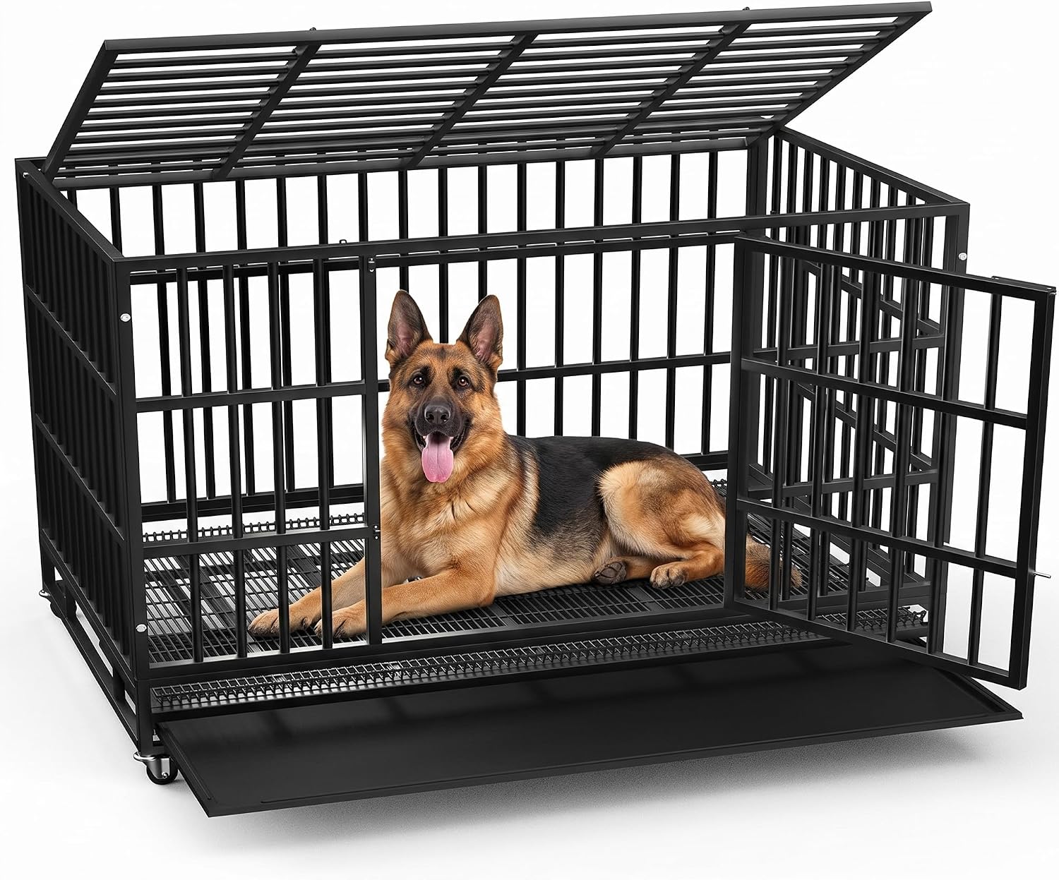 LEMBERI 48-Inch Heavy Duty Indestructible Dog Crate