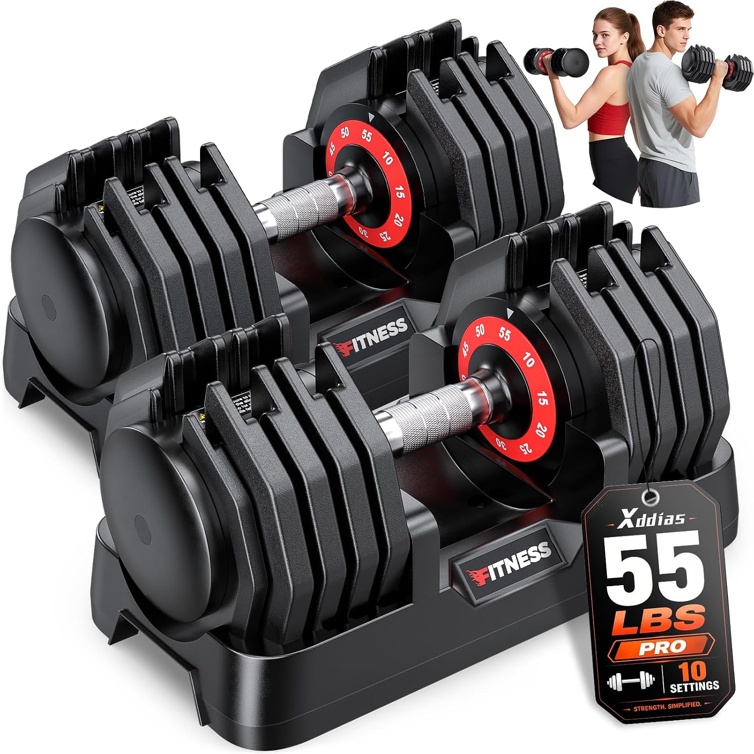 XDDIAS Adjustable Dumbbell Set 55 LB
