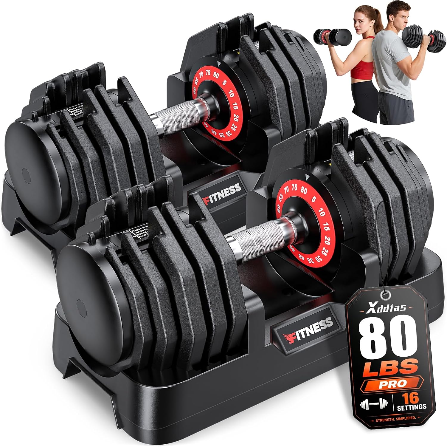 XDDIAS Adjustable Dumbbell Set 80 LB