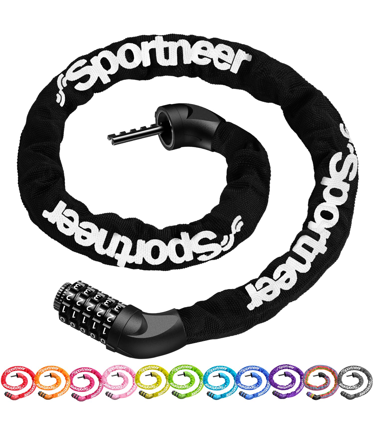 Sportneer 5 Digit Combination Bike Chain Lock