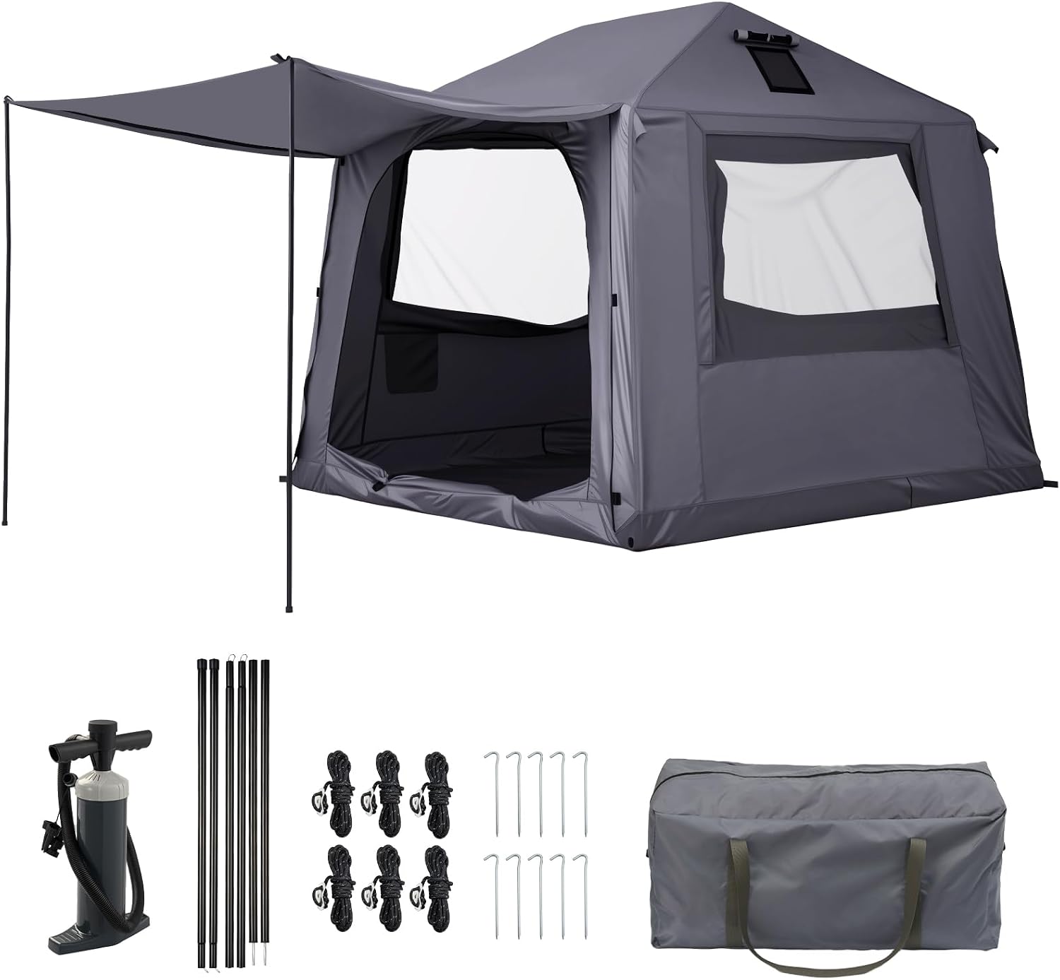 Inflatable Camping Tent with Electric Air Pump and Panoramic Skylight