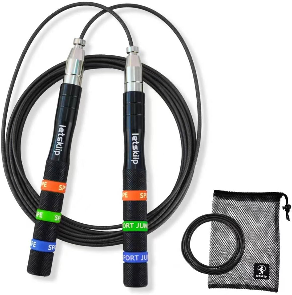 Self-Locking Aluminum Speed Jump Rope 2 Cable Set